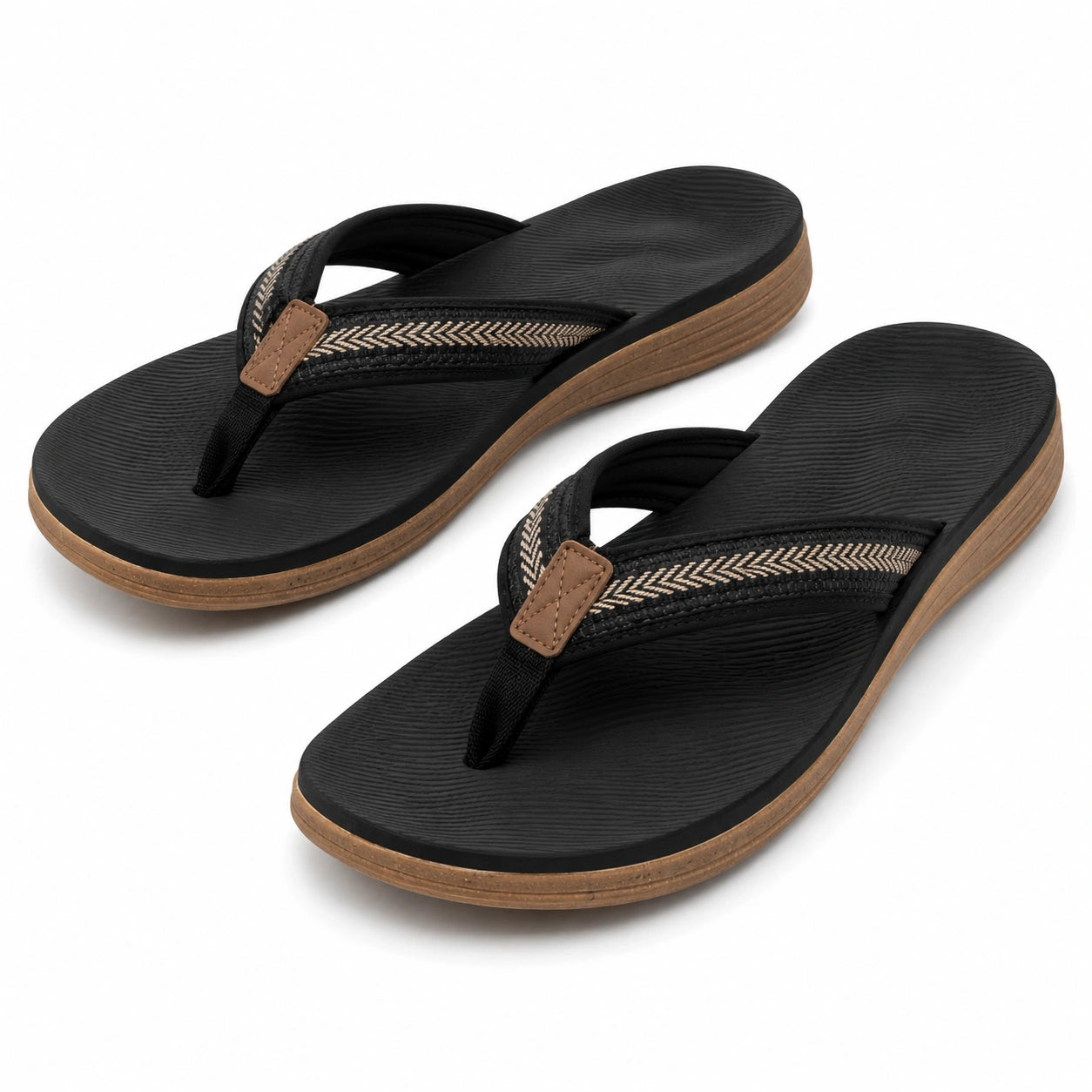 Chanclas de dedo talla 38/39 negras con empeine textil y suela sintética estilo casual