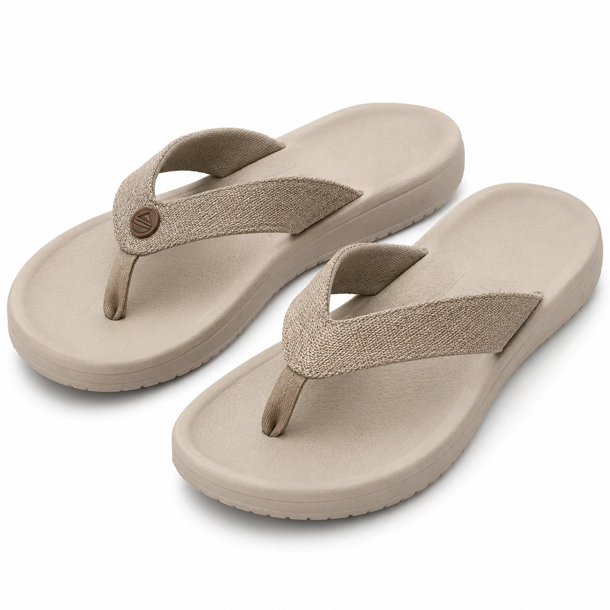 Chanclas unisex talla 40/41 beige con tiras textiles y suela acolchada antideslizante