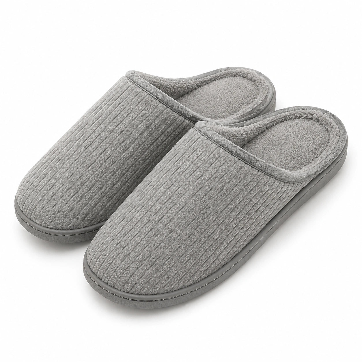 Zapatillas de casa 36/37 de textil gris con forro suave y suela antideslizante