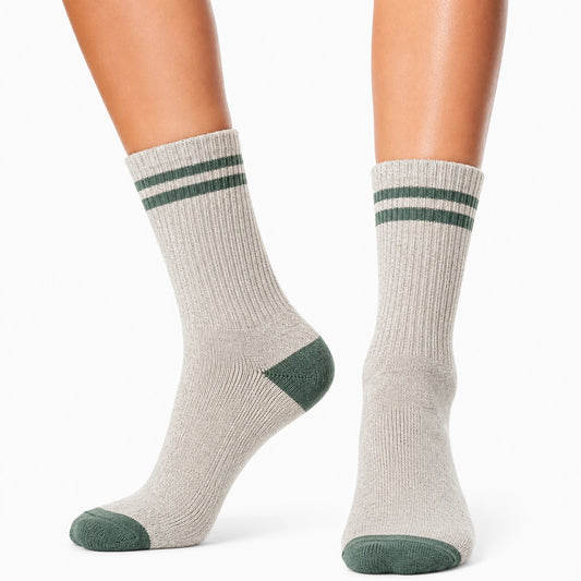 Calcetines deportivos 39-42 de punto beige y verde de caña media