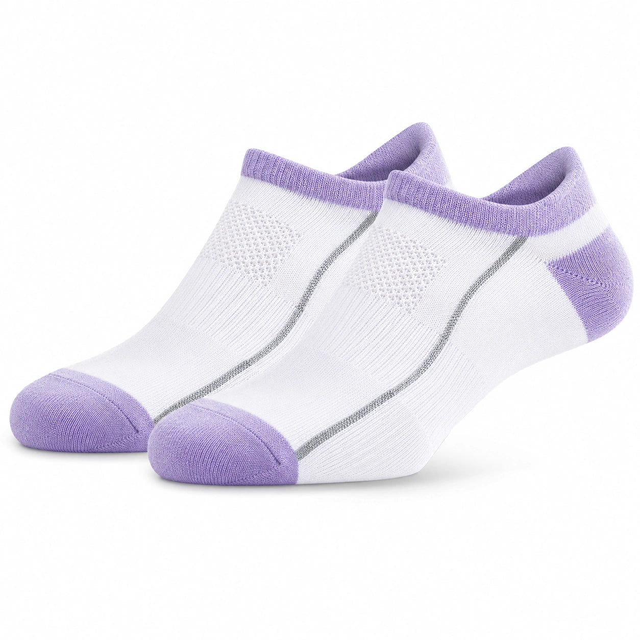 Calcetines tobilleros talla 43-46 de punto blanco y lila transpirables