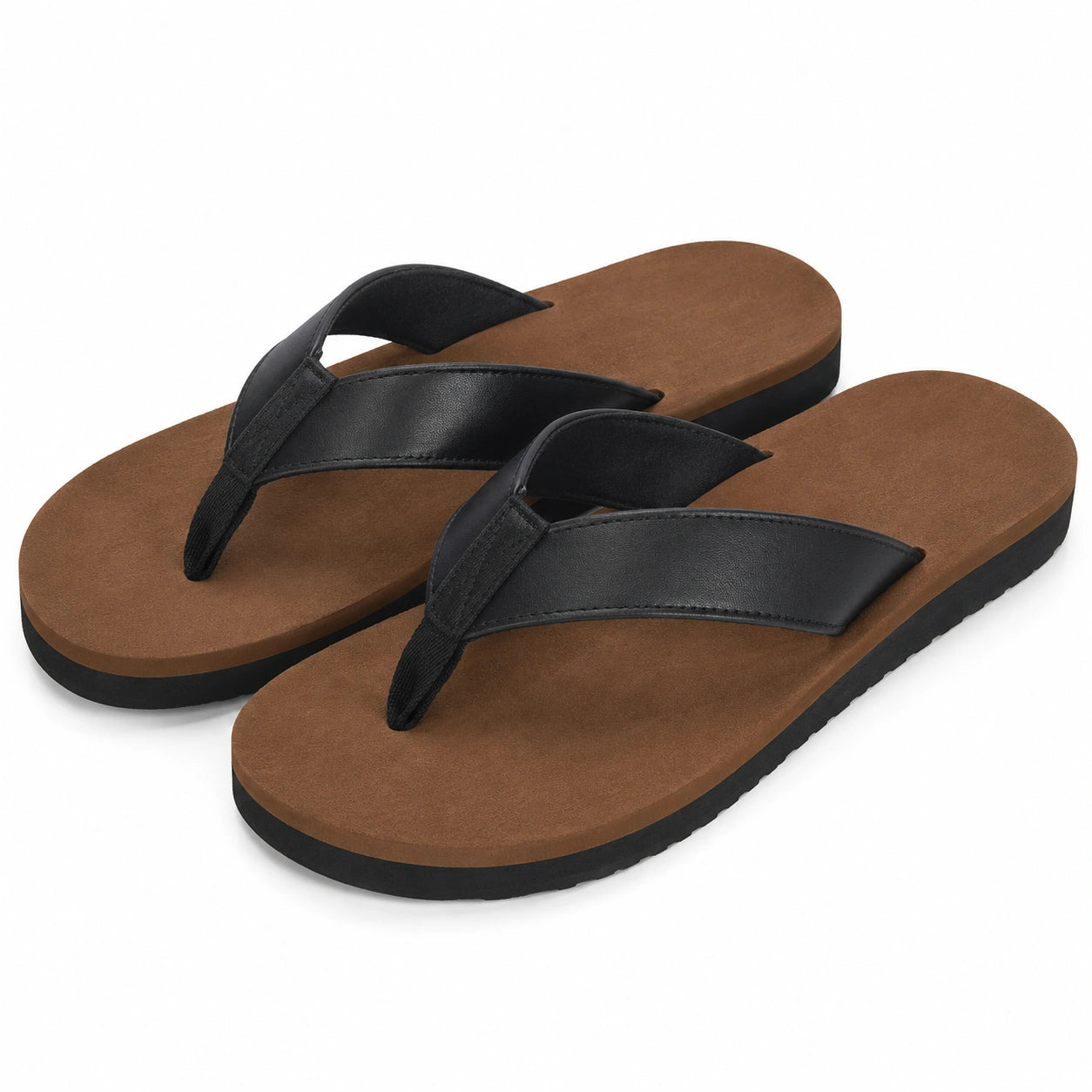 Chanclas 40/41 con tiras sintéticas negras y suela marrón para verano