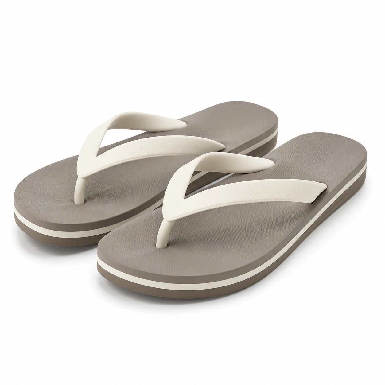 Chanclas 36/37 de material sintético beige y blanco con tira en Y para verano
