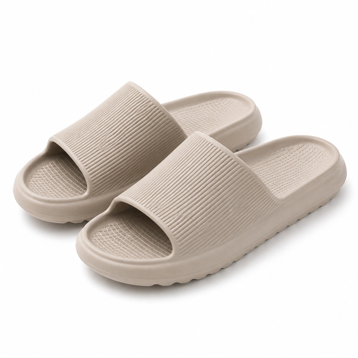 Chanclas 38/39 de material sintético beige con suela antideslizante