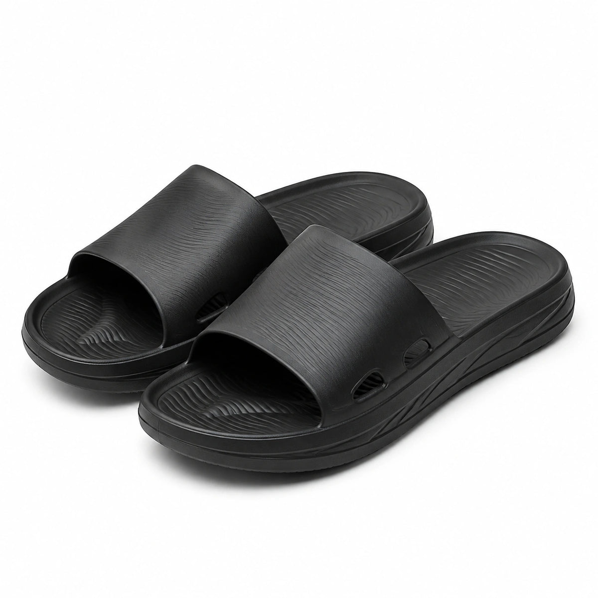 Chanclas talla 40/41 de espuma EVA negra - sandalia abierta con suela texturizada