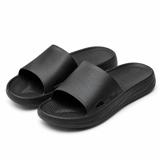 Chanclas talla 40/41 de espuma EVA negra - sandalia abierta con suela texturizada