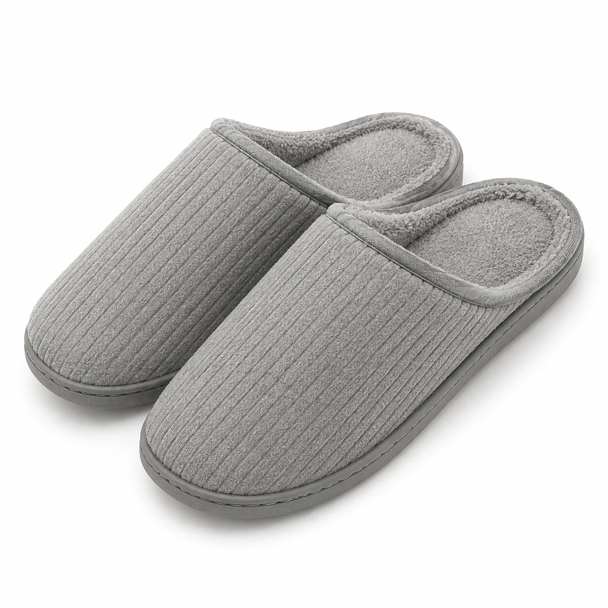 Zapatillas de casa 36/37 de textil gris con forro suave y suela antideslizante