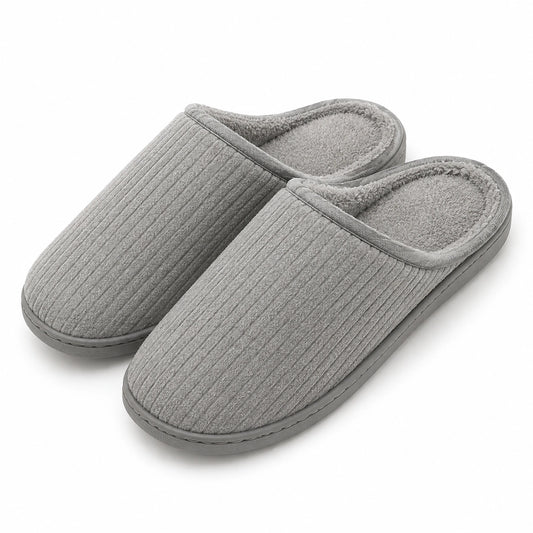 Zapatillas de casa 36/37 de textil gris con forro suave y suela antideslizante